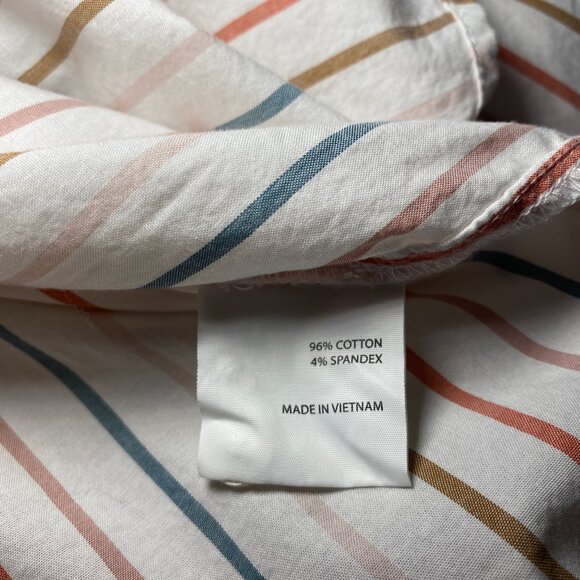 Market & Spruce Sohla Poplin Button Down Shirt Womens L Verticle Stripe White - Picture 5 of 10